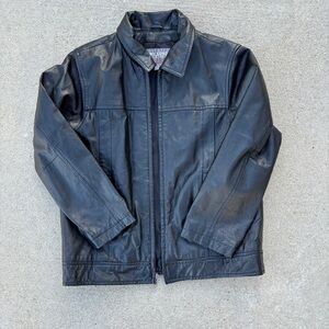 Kids Wilsons Leather Black Full Zip Jacket